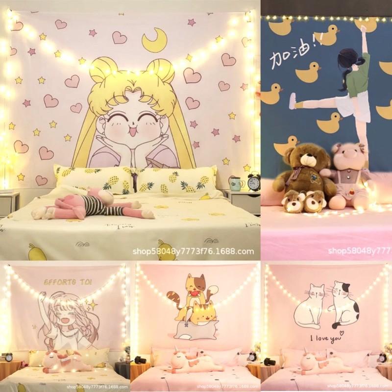 Tranh Vải treo tường Decor trang trí phòng ngủ giá rẻ hình CUTE (150x130cm, TẶNG móc treo)