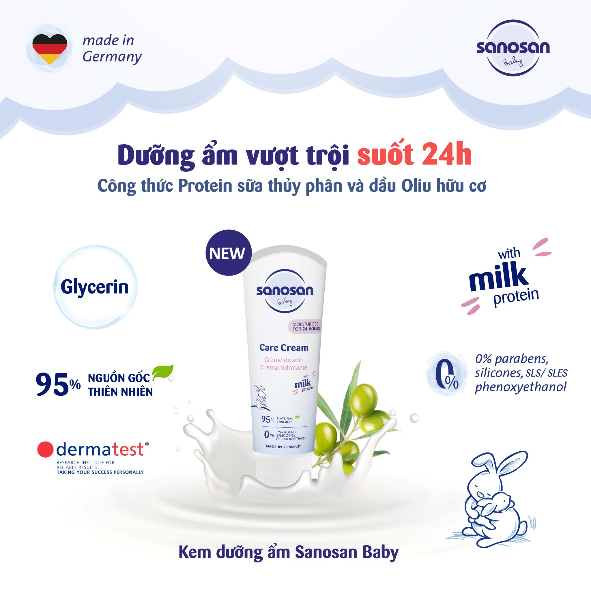 KEM DƯỠNG ẨM SANOSAN BABY CARE CREAM 100ML