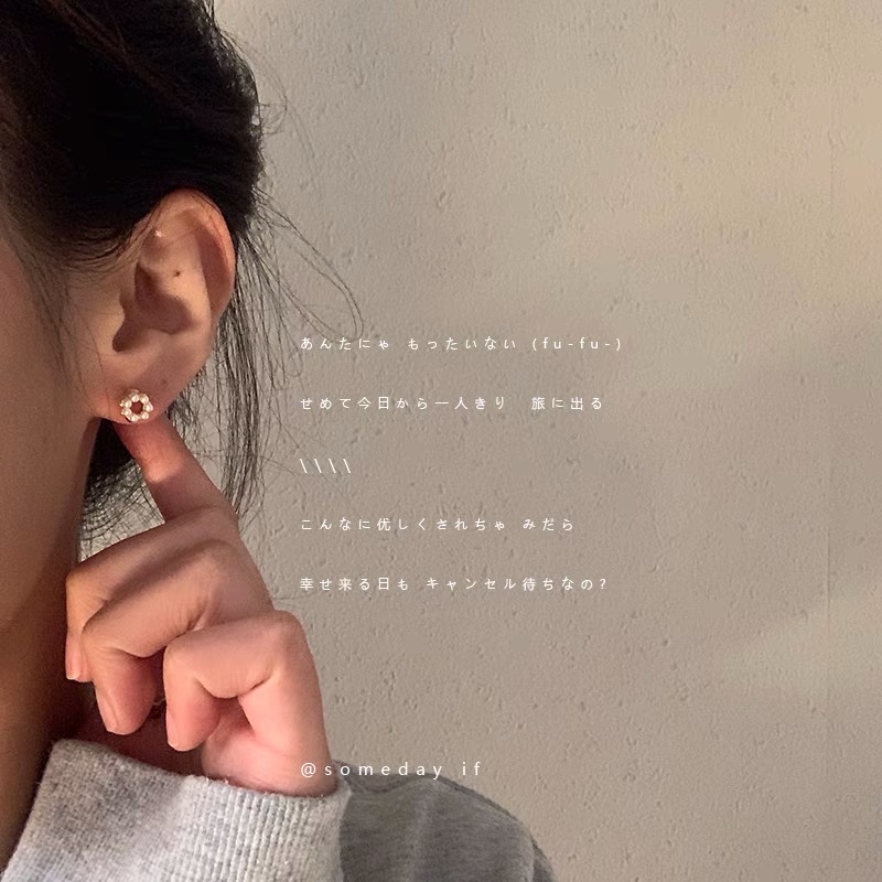 Khuyên tai tròn đính ngọc phong cách hàn quốc