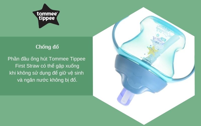 Bình uống nước có ống hút cho bé Tommee Tippee First Straw 150ml từ 9 tháng - Xanh Lá