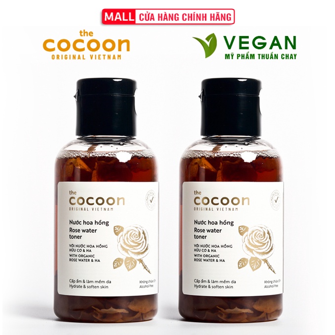 Combo 2 chai Nước hoa hồng Cocoon (2 chai x 140ml) Rose Water Toner cấp ẩm cho da