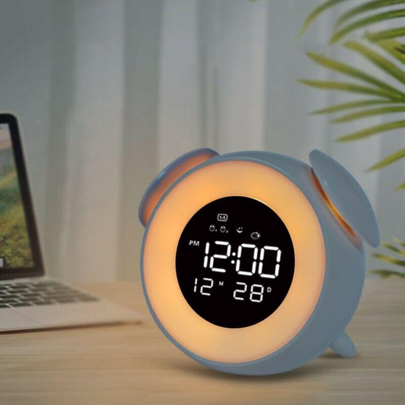 AA 1PC Digital LED Electronic Alarm Clock Mini Desktop Clock Mirror Surface LED Clock Night Lightwith USB Charging