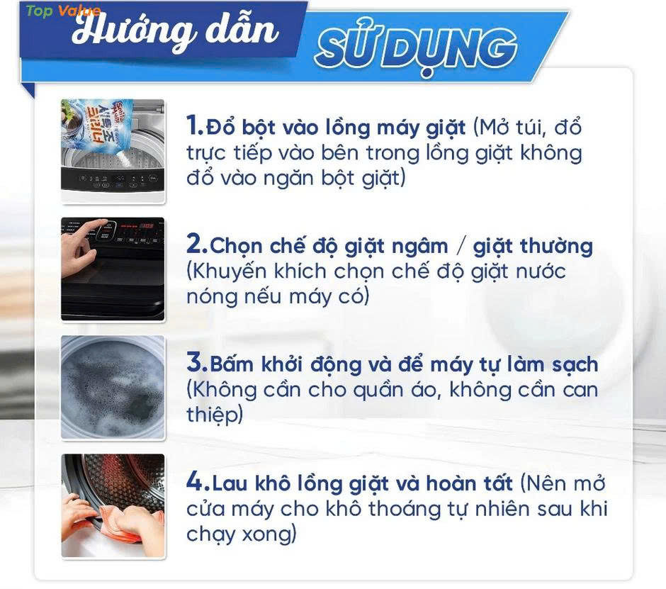 450g Bột Tẩy Lồng Máy Giặt Cao Cấp Giúp Làm Sạch Và Loại Bỏ Cặn Bẩn Hiệu Quả 99% Chất Làm Sạch Vệ Sinh Diệt Khuẩn Hiệu Quả