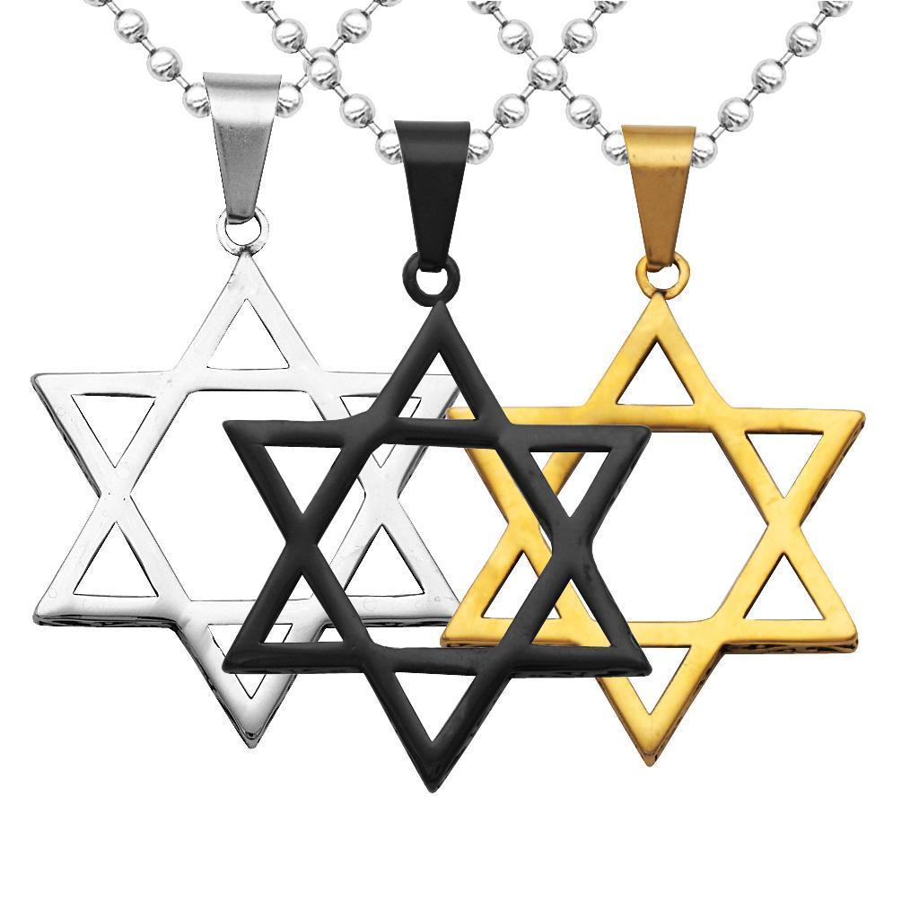 2X Men's Stainless Steel Star Of David Pendant Necklace Chain 20" Silver