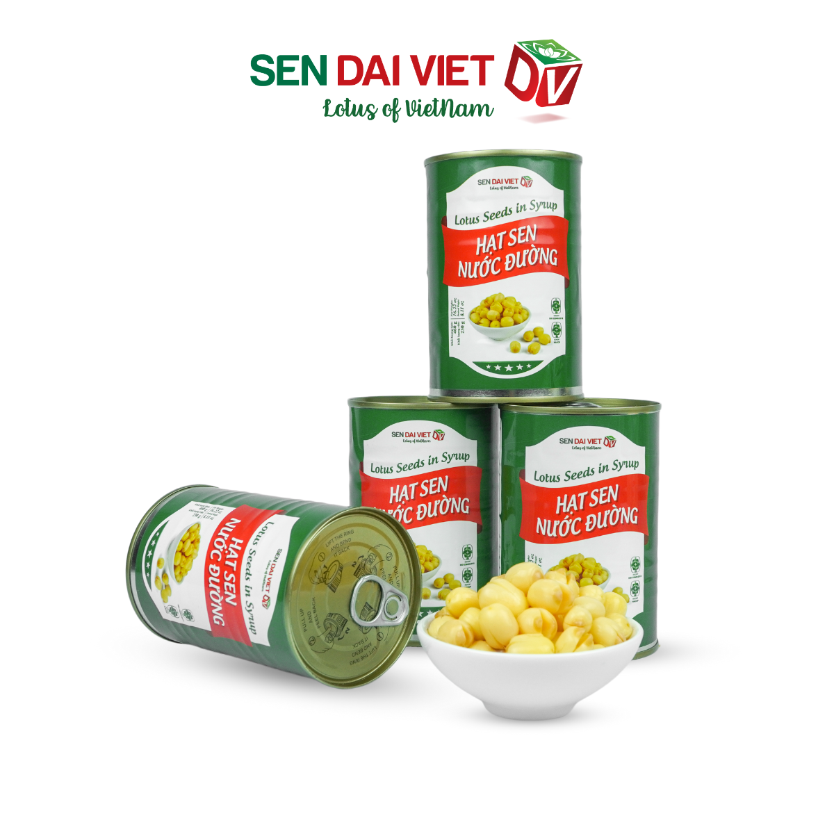 Hạt Sen Nước Đường- Hương Vị Thơm Ngon, Dễ Dàng Sử Dụng, ĐV- Sen Đại Việt- Lon 460g