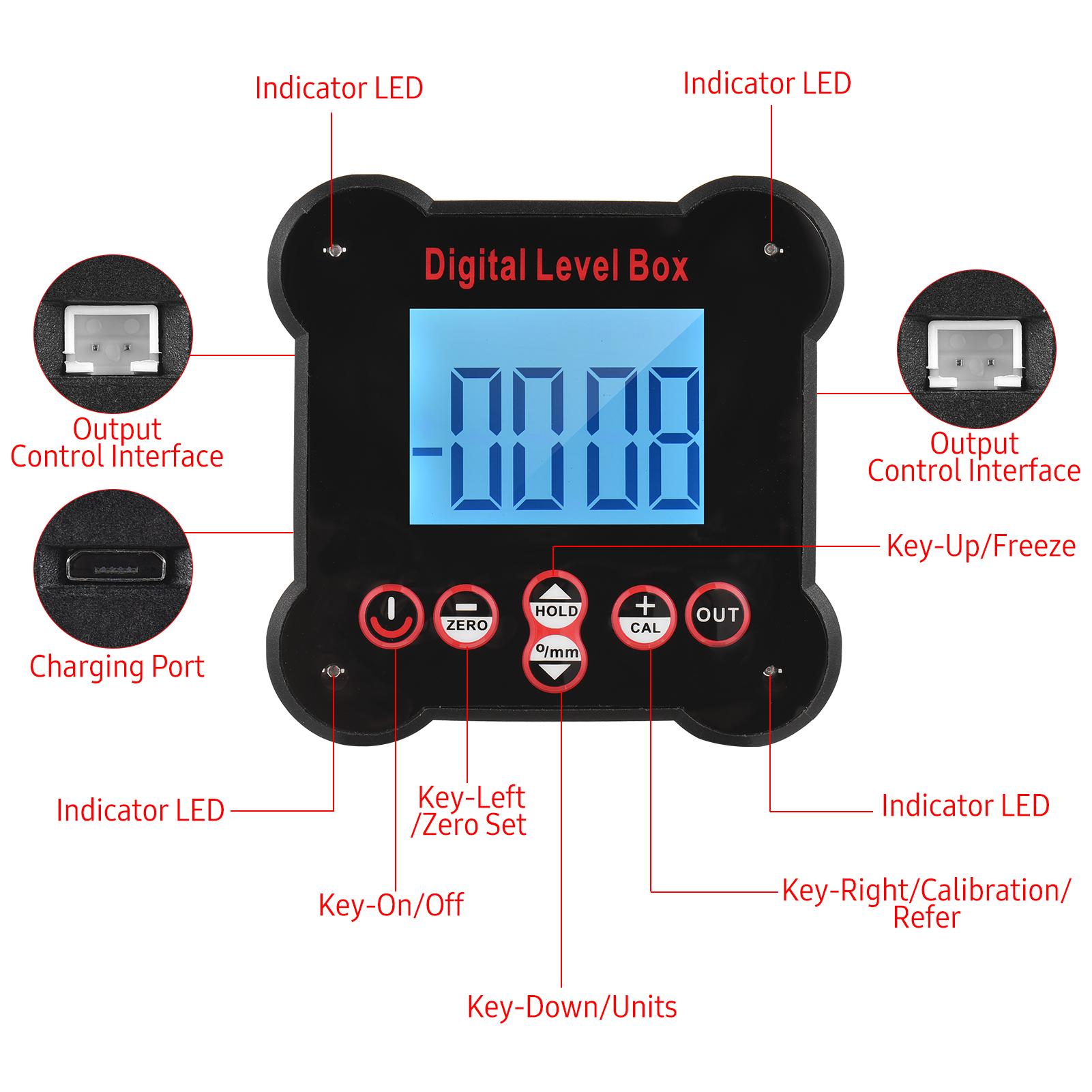 Digital Inclinometer 4*90° Electronic Level and Angle Gauge Magnetic Angle Finder LCD Backlight Digital Protractor Measuring Tool for Woodwork Building Automobile