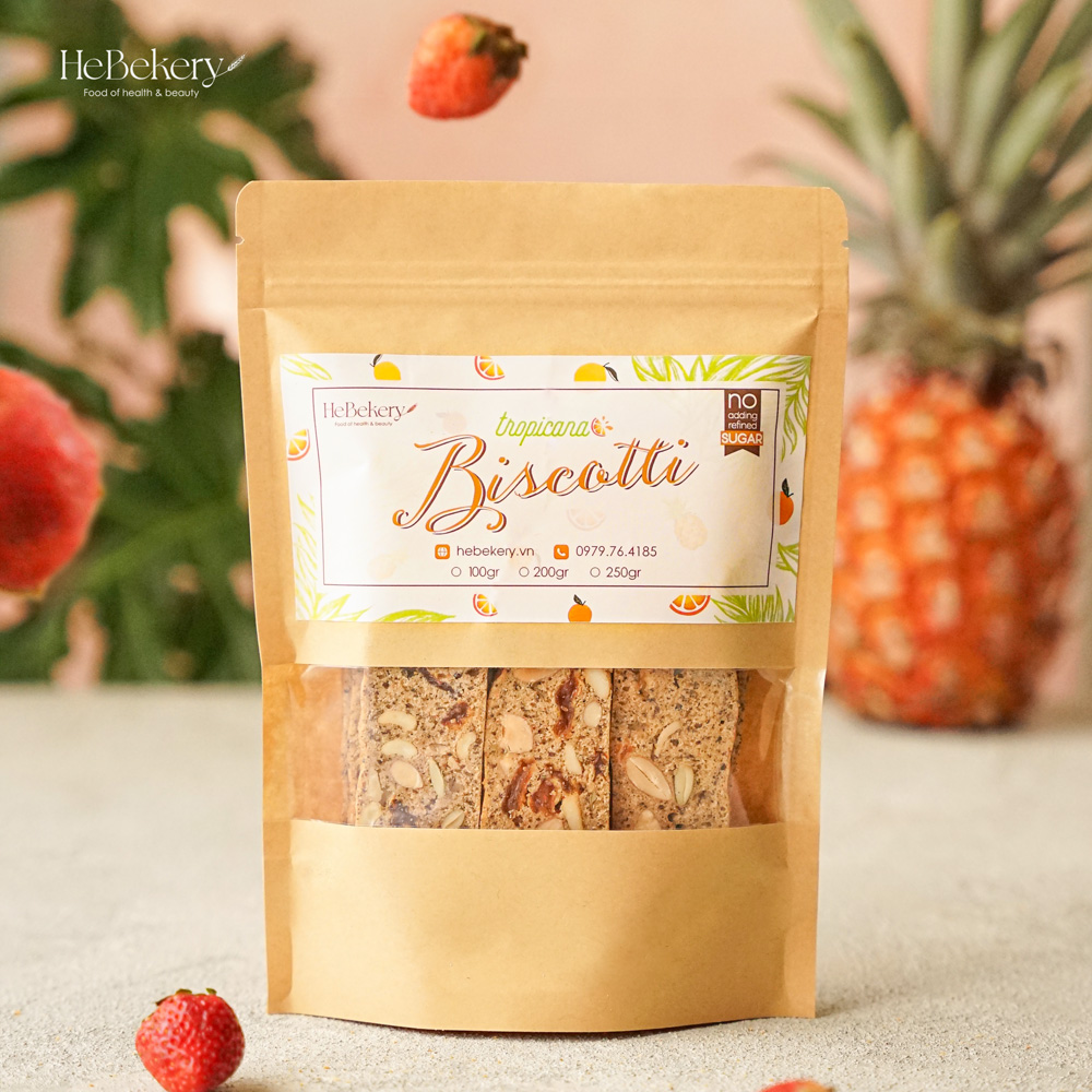 Bánh BISCOTTI Nguyên Cám Ăn Kiêng Lành Mạnh - Bánh Ngũ Cốc Giảm Cân Healthy - Vị Trái Cây Nhiệt Đới
