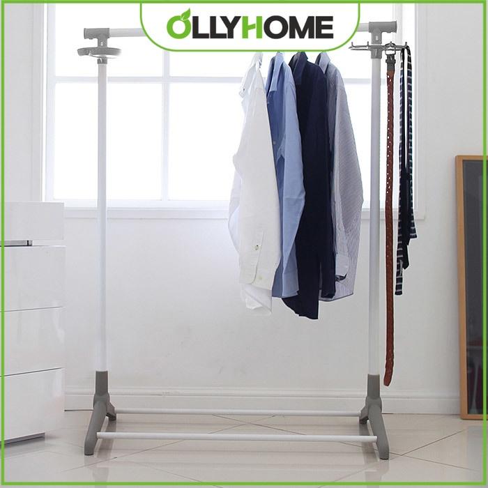 Giá treo quần áo cao cấp  Ollyhome lắp ráp dễ dàng thép không gỉ chịu lực 120kg chắc chắn có khay phụ tiện lợi - Giá phơi quần áo Kệ treo đồ Hàn Quốc