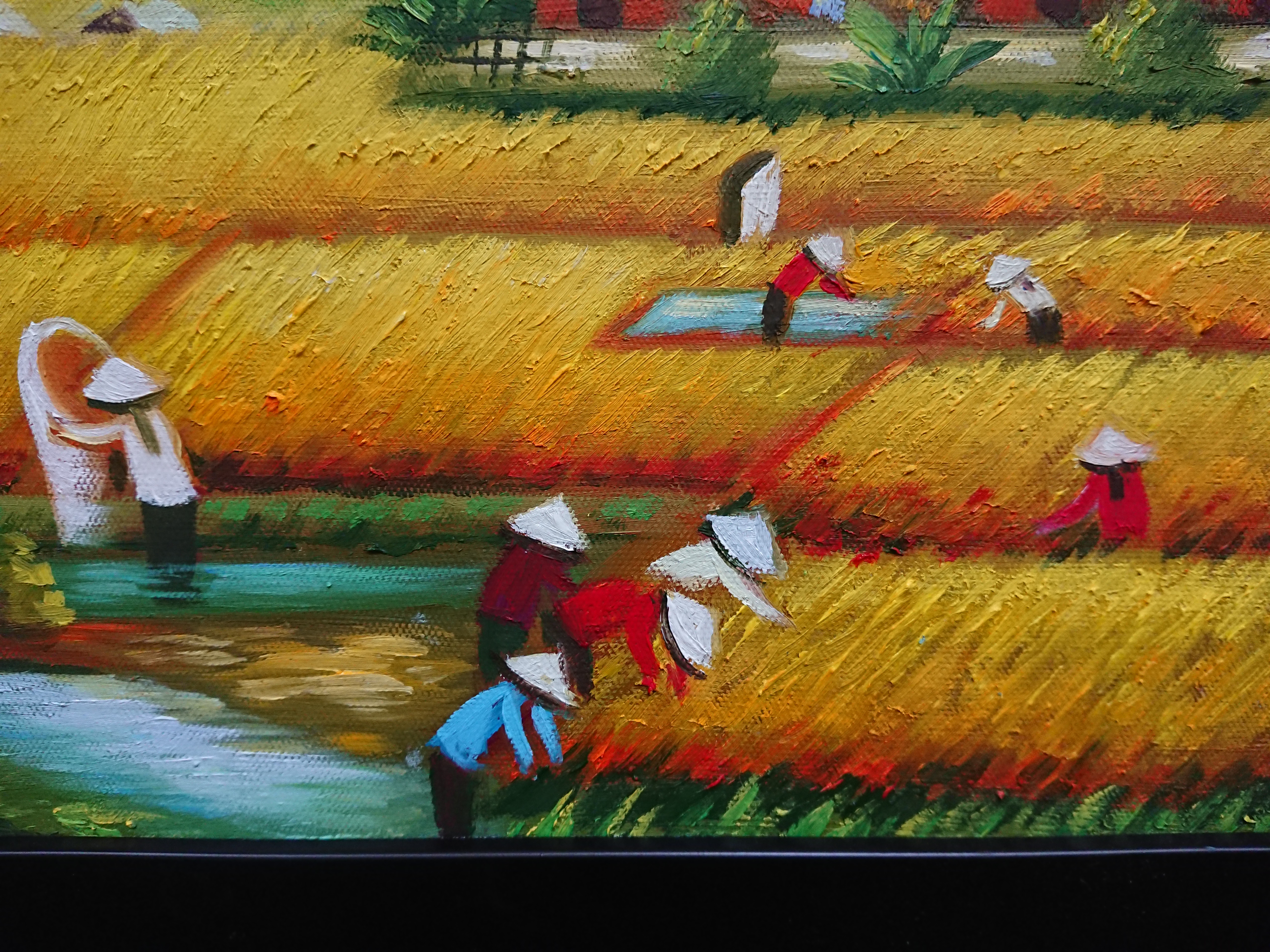 Tranh Tâm Sen - Hối Hả - Sơn Dầu Vẽ Tay 30 x 40cm