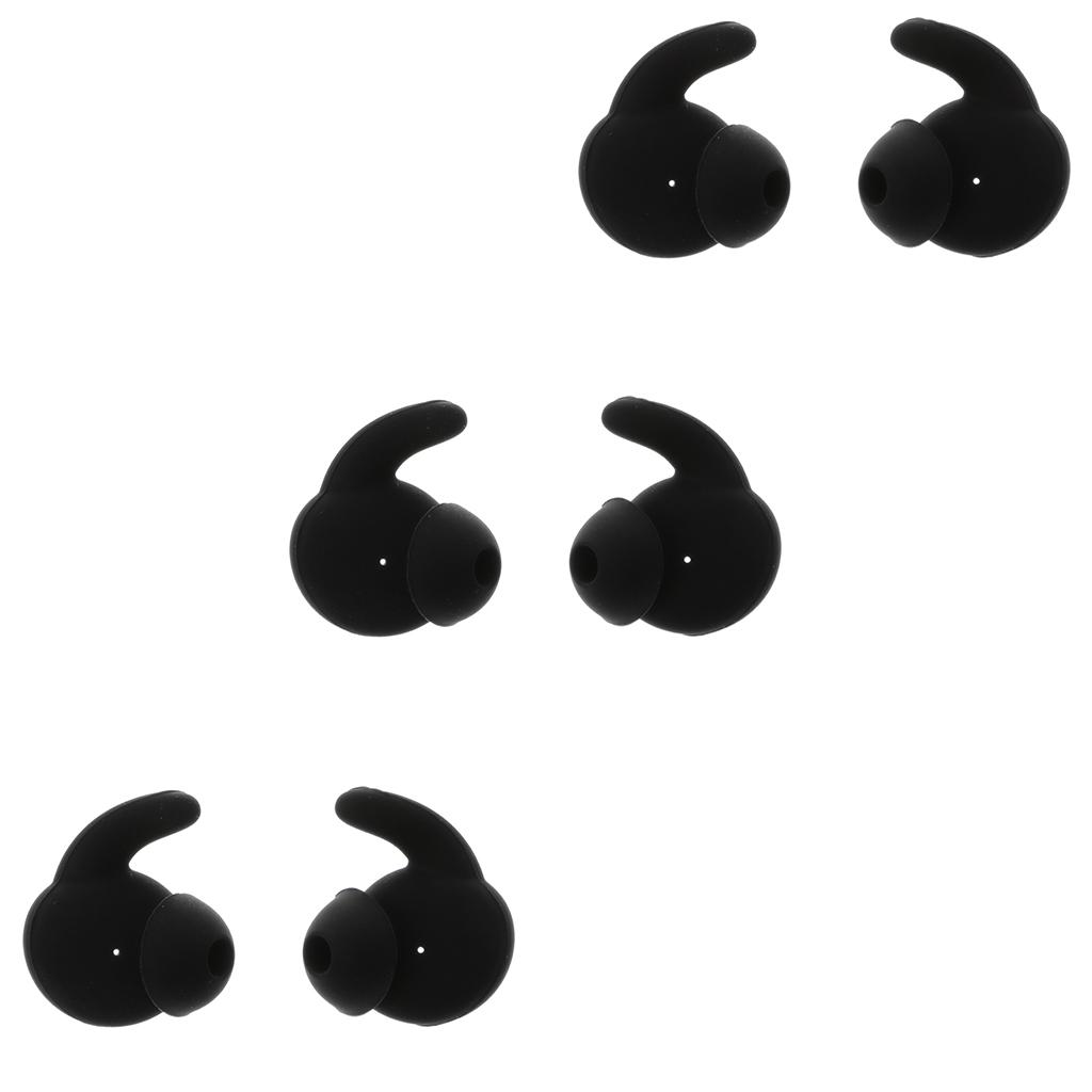 3 pair Silicone Replacement Ear Buds Tips - Black for Huawei Honor xSport AM61 Headset Noise Isolation Headphones Sport