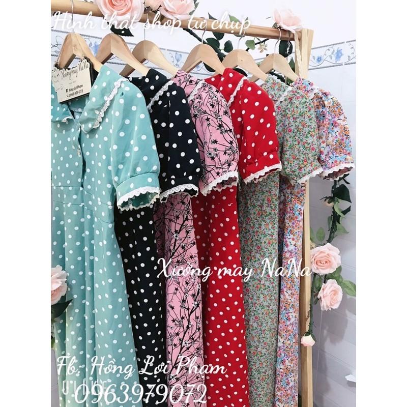 Đầm maxi hoa thiết kế viền ren có túi siêu xinh