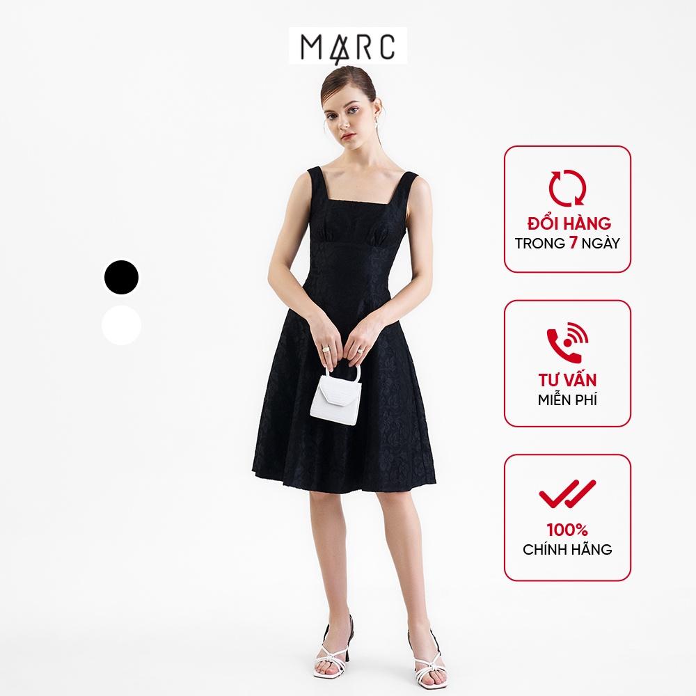 Đầm nữ MARC FASHION midi cổ vuông 2 dây nhún ngực CBLH103122