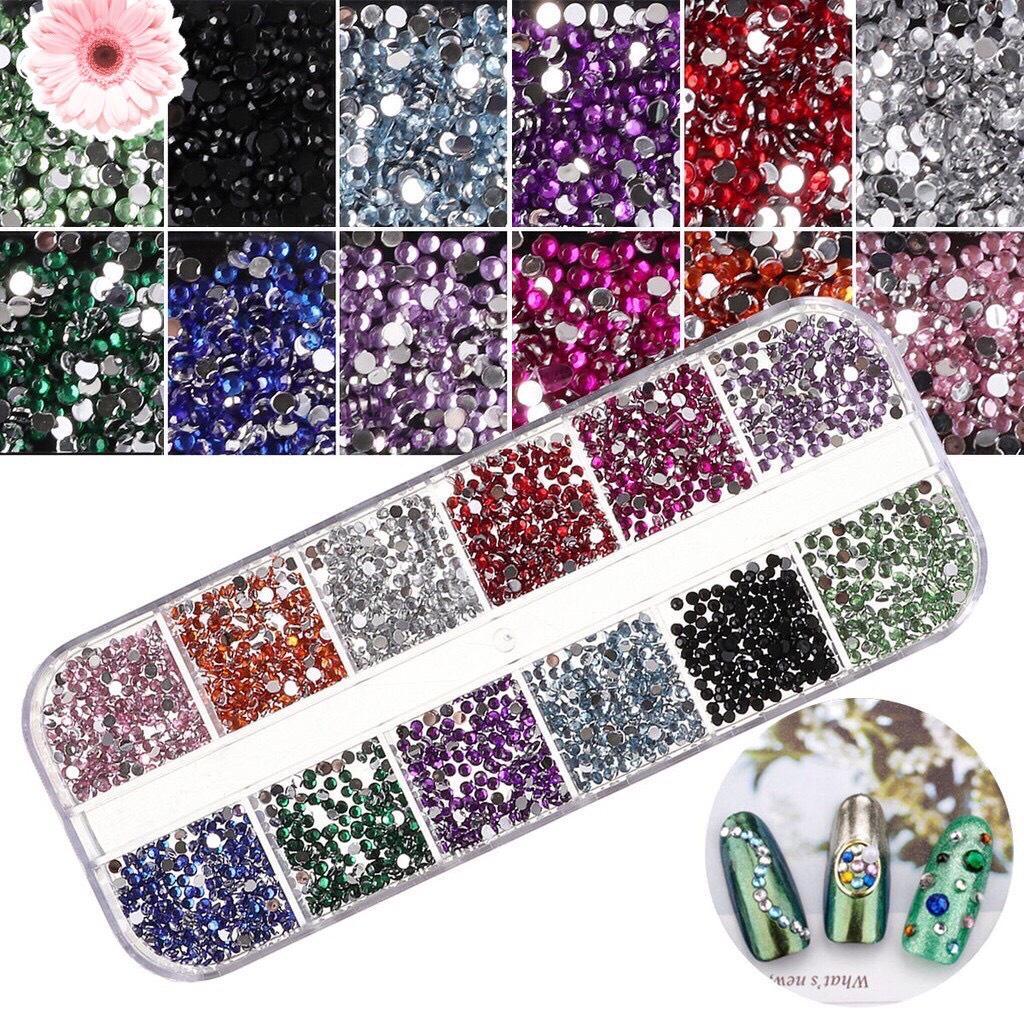 Đá trang trí móng size mini - đá chân keo mix size mix màu 1440v dành cho Nail
