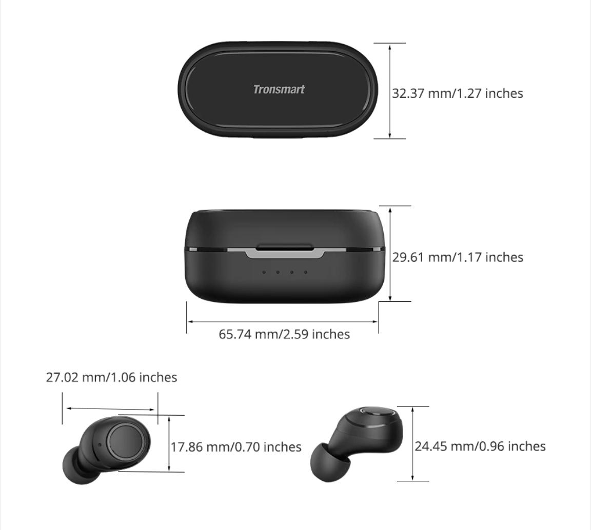 Tronsmart Onyx Free - Tai Nghe Nhét Tai Không Dây chỗng tia UV Bluetooth Qualcommchip APTX, Chống Thấm Nước IPX7 - Hàng chính hãng