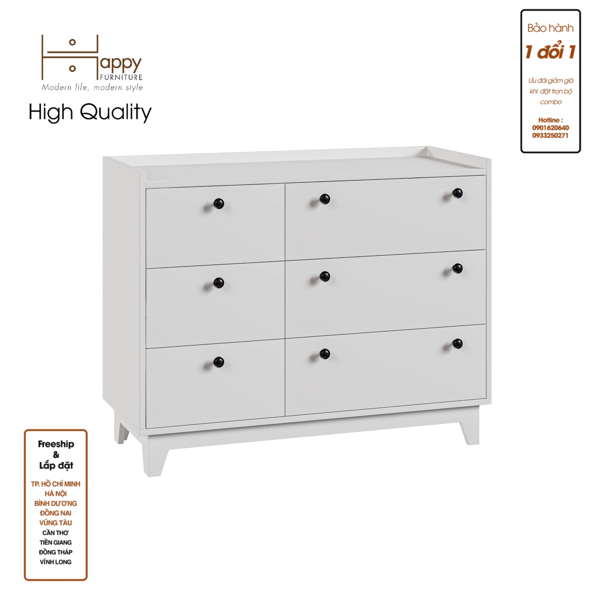 [Happy Home Furniture] KINA , Tủ đựng đồ 6 ngăn kéo , 106cm x 45cm x 84cm ( DxRxC), THK_073