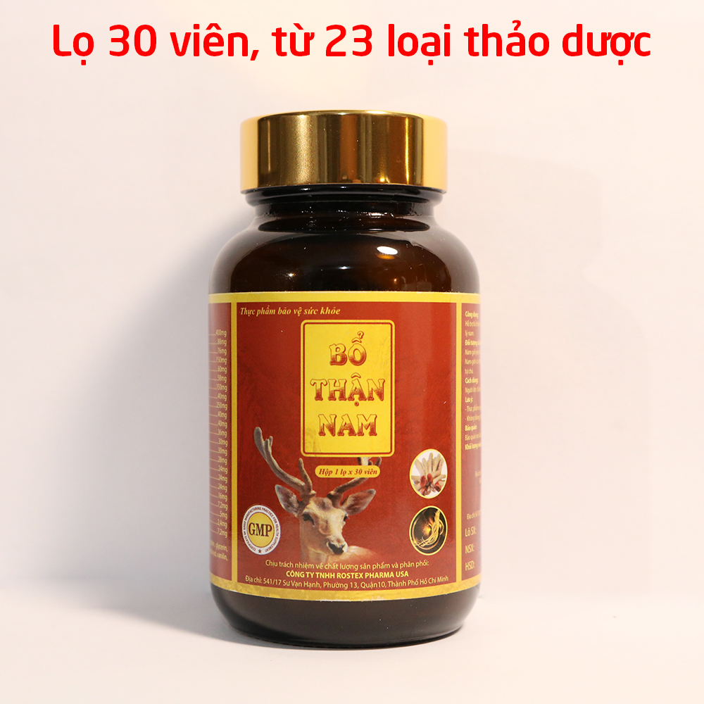 Viên uống tăng cường sinh lý nam, bổ thận tráng dương Bổ Thận Nam - Hộp 30 viên thành phần 23 loại thảo dược nhân sâm, ba kích, nhung hươu, câu kỳ tử