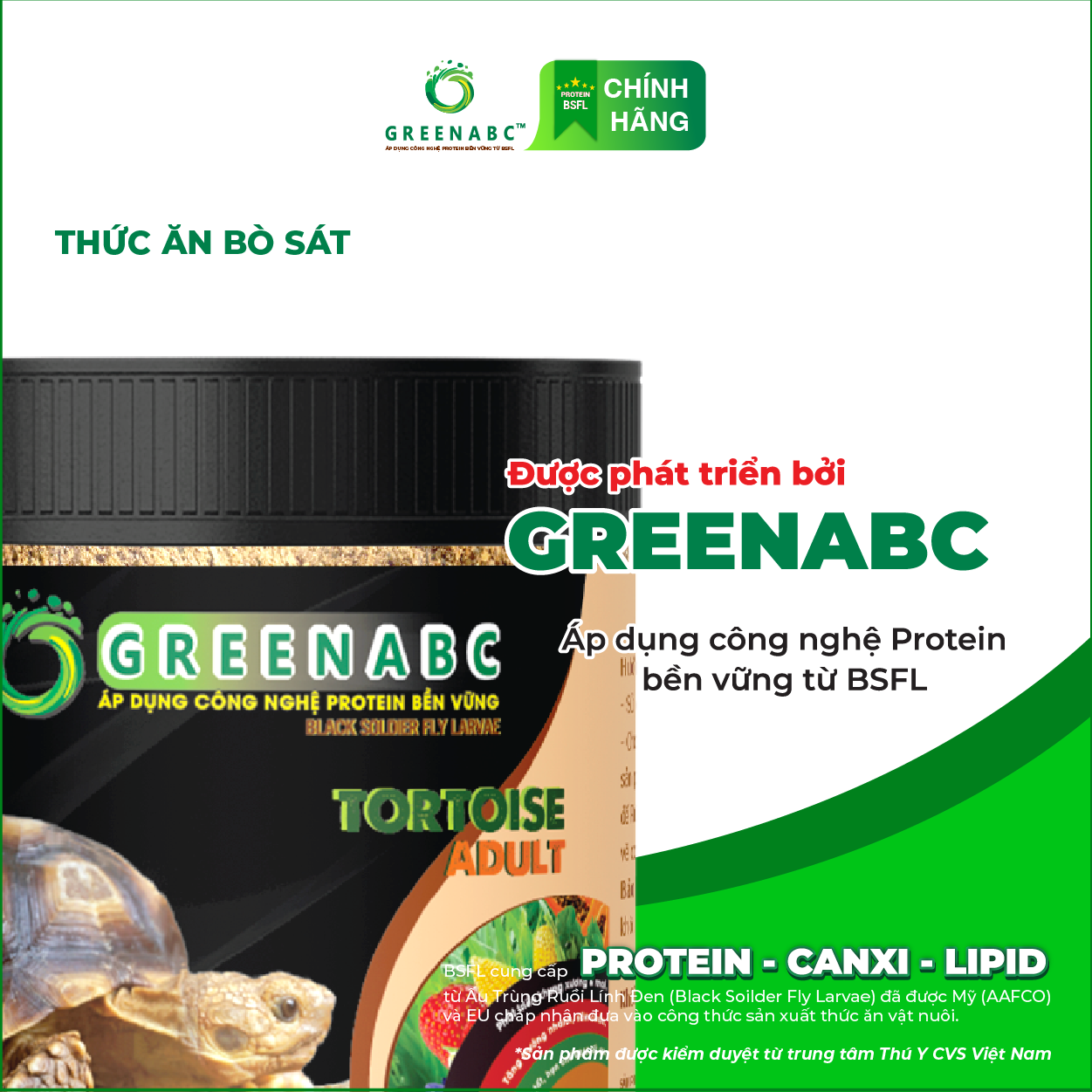 Thức ăn bò sát Rùa Cạn GREENABC - Tortoise – Sulcata – Sản phẩm từ thực vật cung cấp dưỡng chất đầy đủ , mai cứng, tăng đề kháng, hạn chế urat – Hộp 230g