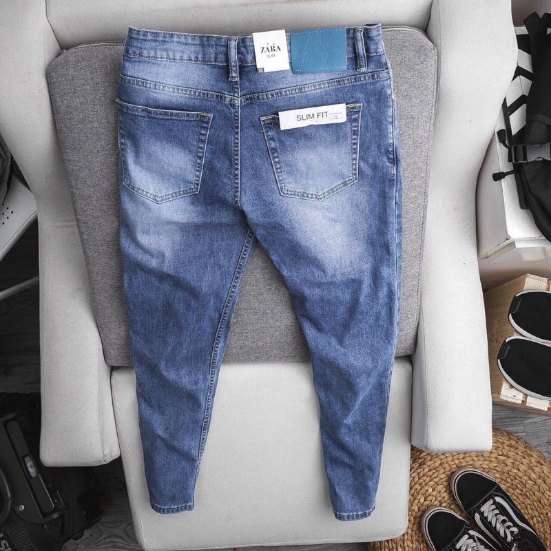Quần jean nam cao cấp hàng vnxk slimfit màu xanh - co giãn - ôm nhẹ