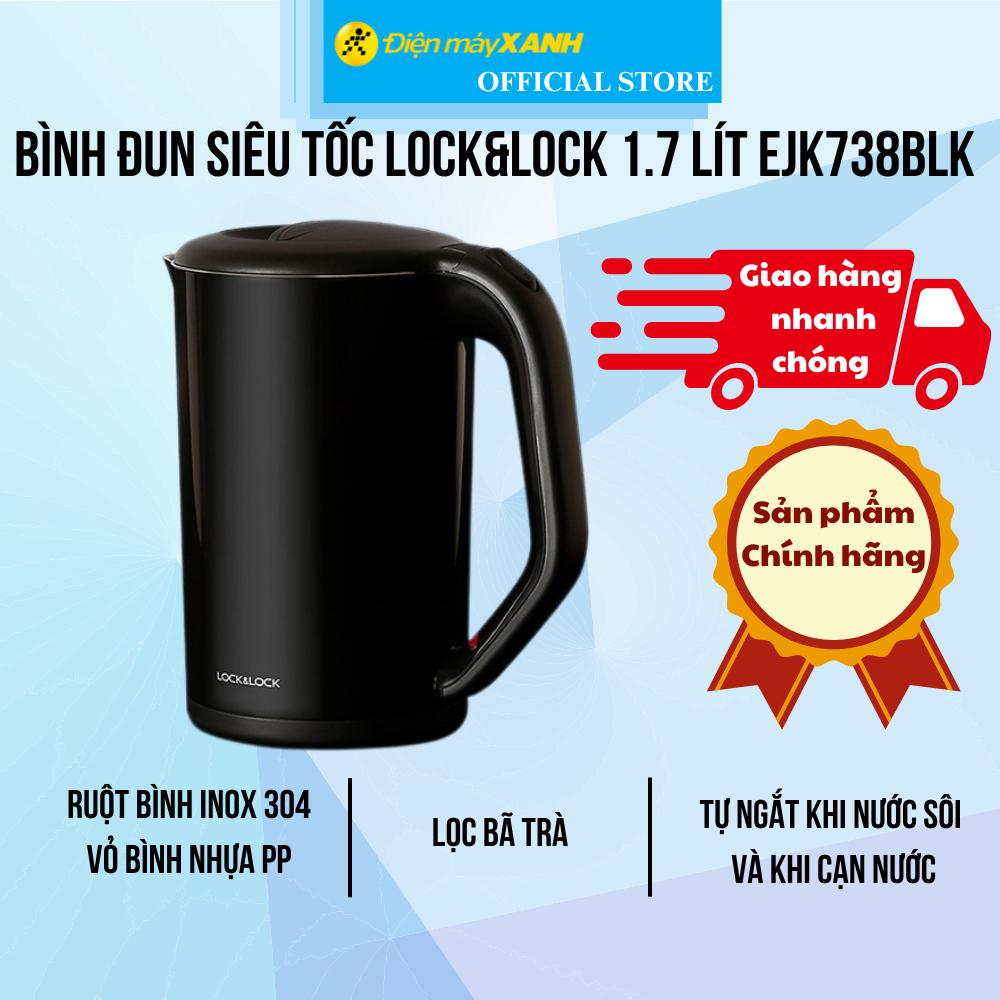 Bình đun siêu tốc Lock&amp;Lock 1.7 lít EJK738BLK - Hàng Chính Hãng