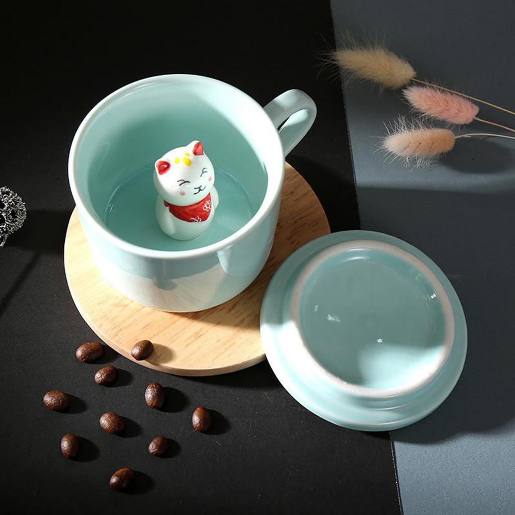 2 Pcs 3D Coffee Mug Cartoon Ceramic Hand Painted Figurine Cup for Girls