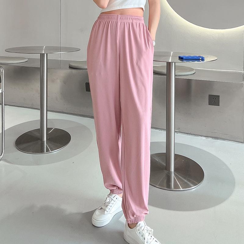 Quần Nữ Dài Bo Gấu DVGIT Chất Liệu Thun Tăm Lạnh Mềm Mịn Màu Hồng Thiết Kế Form Dáng Quần Cạp Cao