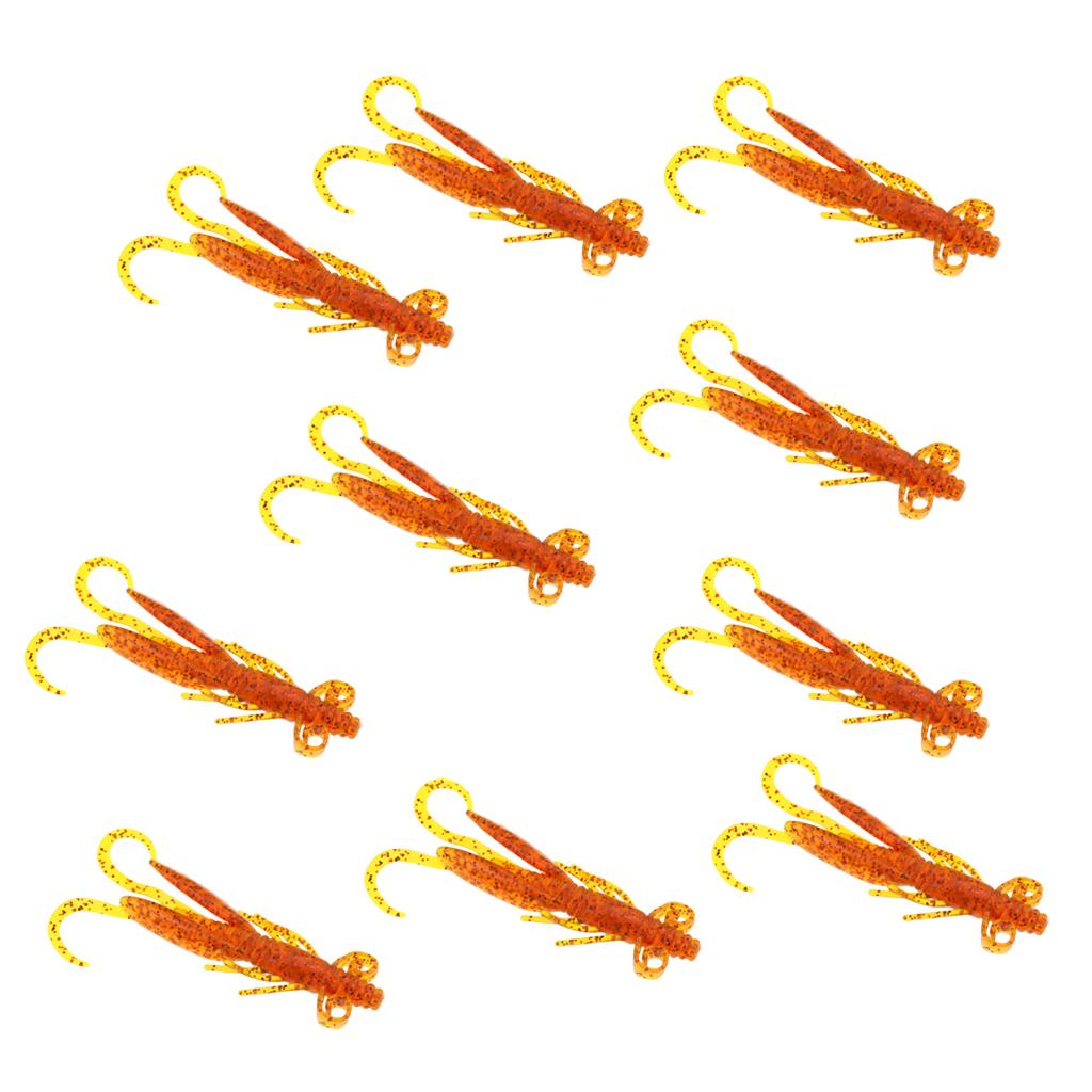 10Pcs Soft Worm Shrimp Fishing Lure Tackle Jig Wobbler Bait Freshwater