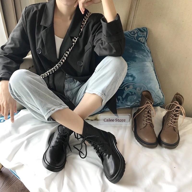 (ẢNH THẬT) Boots dáng dr martens cao cổ, giày da mềm chất đẹp, màu đen nâu chuẩn size, dễ phối đồ. Bốt có sẵn đủ size