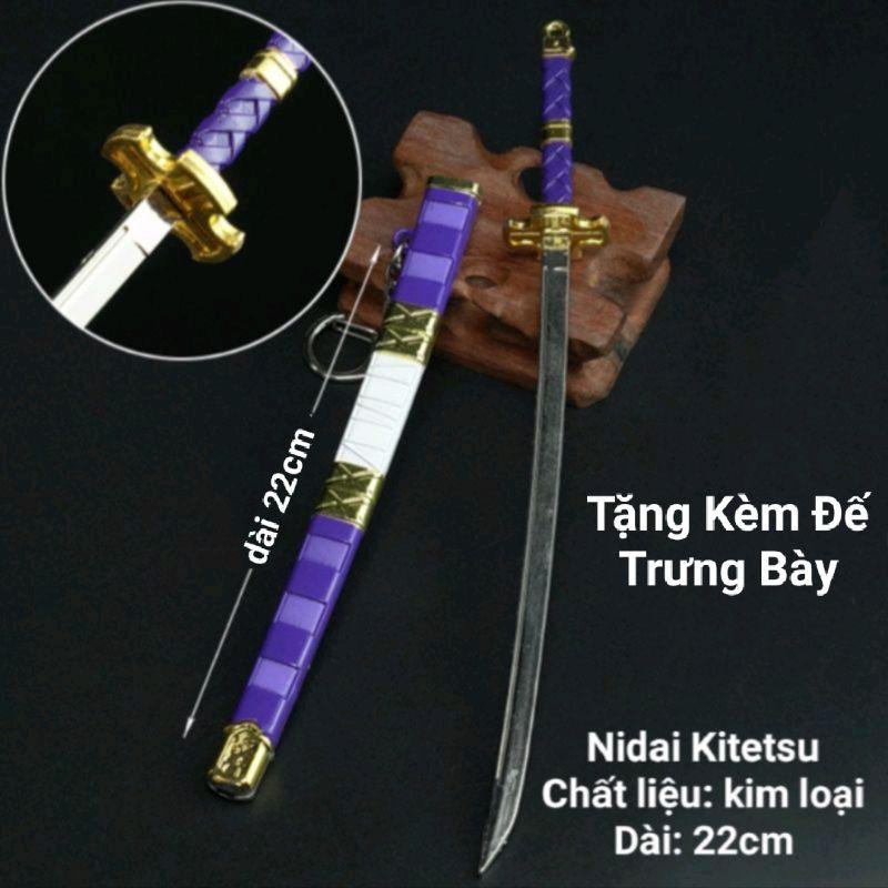 (22cm) Móc Khóa Kiếm Zoro One Piece Bằng Hợp Kim Không Gỉ (tặng Đế) - Sandai Kitetsu