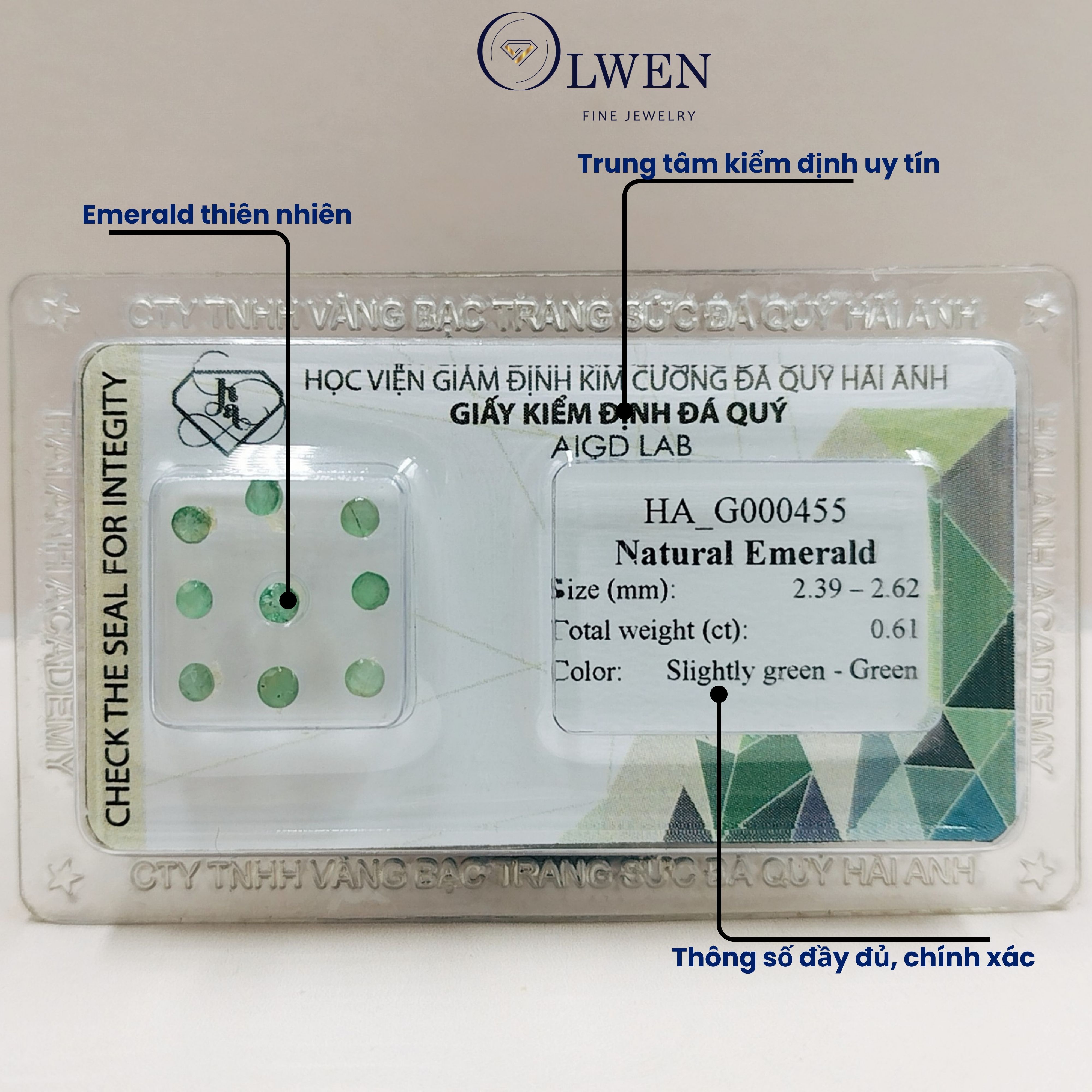 Vỉ đá Emerald thiên nhiên 9 viên_HA-G000455