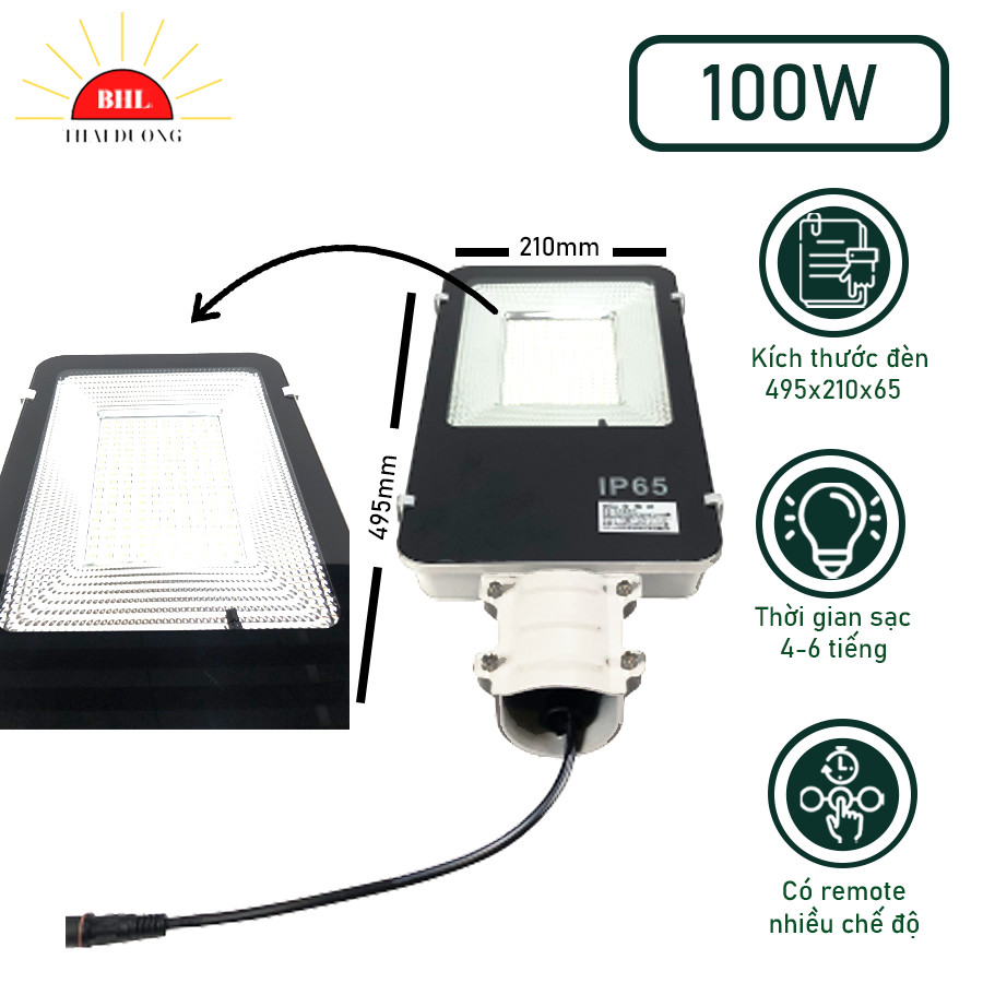 Đèn Đường Năng Lượng Nhiều Bóng 100W