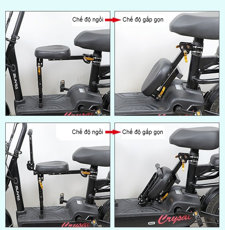 Ghế Ngồi An Toàn Gấp Gọn Gắn Trên Xe Đạp, Xe Đạp Điện, Xe Máy Điện Dành Cho Trẻ Em - Hàng Nhập Khẩu