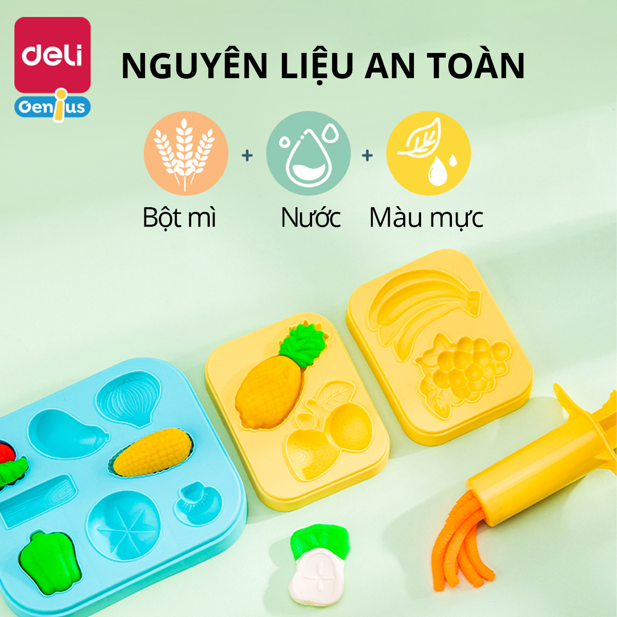 Đất Nặn Làm Bếp Cùng Bé Khuôn Và Máy Thủ Công Deli - Đồ Chơi Giáo Dục Nhập Vai Thông Minh Cho Bé - 67801 67802 67805