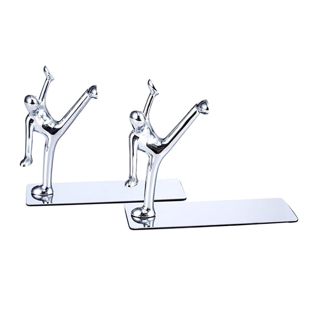 Pair Non-skid Man Bookends Book Holder Stands for Home Office School Decoration