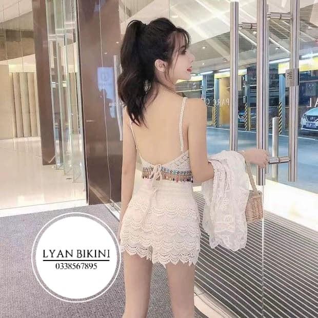 Bikini đồ bơi nữ 2 mảnh áo choàng len móc kín đáo cao cấp đi biển LYAN BIKINI B05