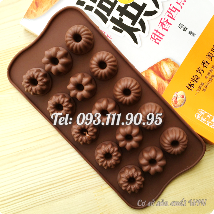 Khuôn silicon làm rau câu, socola 15 loại hoa – Mã số 1477