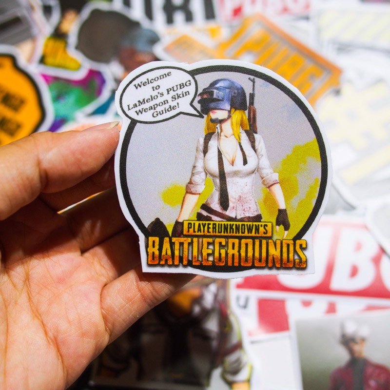 Hộp 100 Sticker PUBG dán Laptop, Vali, Mũ bảo hiểm, Điện thoại, hình dán chủ đề PUBG