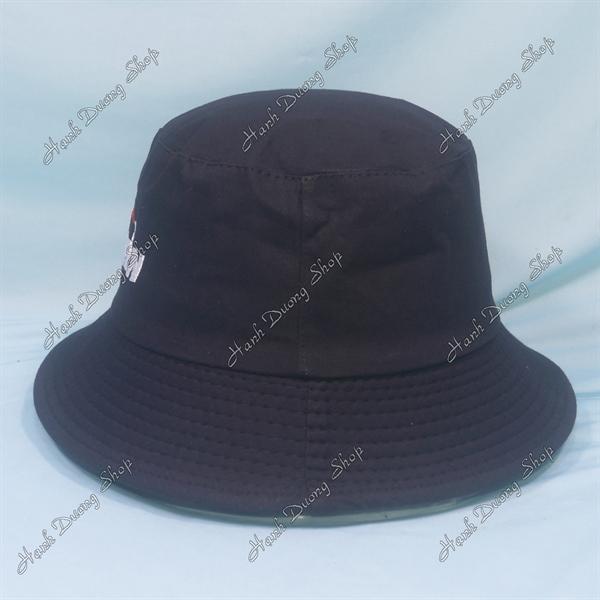 Nón tai bèo mũ bucket vành nhỏ thêu chữ Ở Hiền Gặp Phiền - Đen