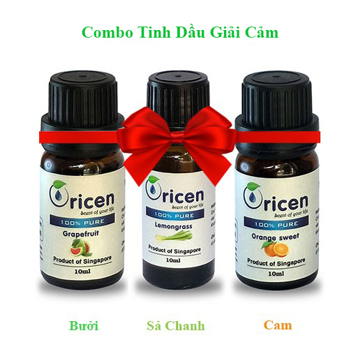 Combo Tinh Dầu Giải Cảm Oricen 3 chai 10ml - Sả Chanh + Cam Mỹ + Bưởi Hồng