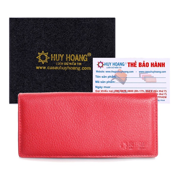 HJ3119-20-21-22-23 - Bóp nữ da thật cao cấp Huy Hoàng 2 gấp màu da, đen, đỏ, hồng, nâu