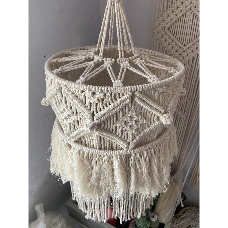 Đèn treo trần Vintage macrame đường kính 30cm x cao 50cm không kèm bóng E27