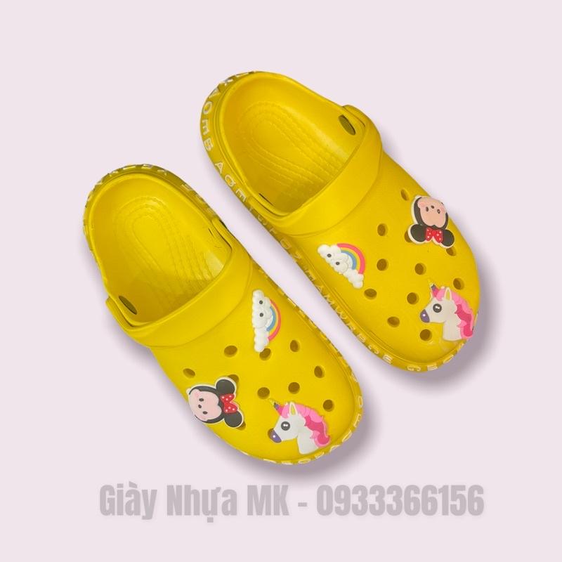 Dép sục nhựa nữ viền chữ siêu cute - Dép Cross Nữ tặng kèm 6 sticker đế đúc độn - SL027