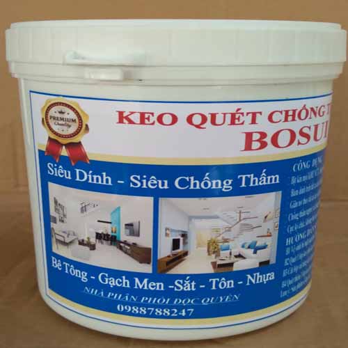 Keo quét chống thấm tường, Bịt kín mọi KHE NỨT ,  TRẦN, MÁI NHÀ , SÂN THƯỢNG, NHÀ VỆ SINH, MÁNG SÓI, đa năng BOSUI thông minh ( 1kg). Tặng kèm chổi quét sơn và 2,5m vuông vải