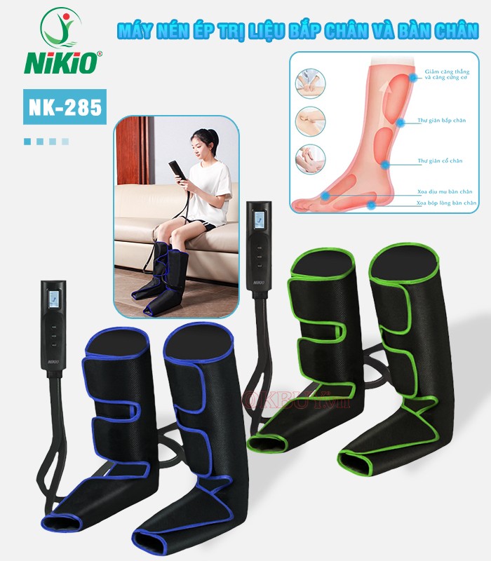 Máy Massage Chân, Nén Ép Túi Khí Bàn Chân Và Bắp Chân Nikio NK-285 - Hỗ Trợ Cải Thiện Đau Nhức, Tê Bì, Suy Giãn Tĩnh Mạch