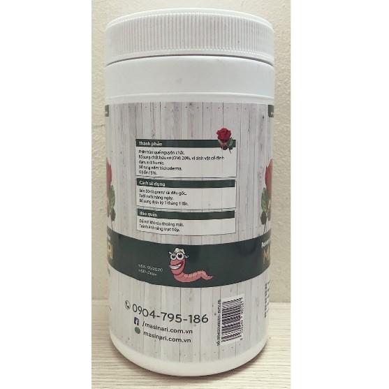 Phân trùn quế nén viên cao cấp MASINARI hũ 1kg chuyên dùng cho Hoa hồng