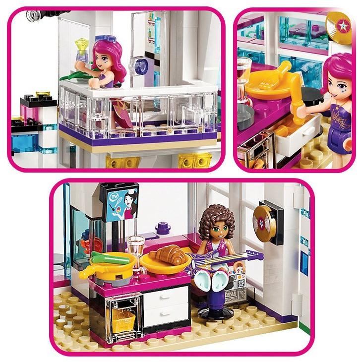 Đồ Chơi Lắp Ráp Kiểu LEGO Friends Cho Bé Gái Mô Hình Biệt Thự Ngôi Sao Livi's Pop Star House Với 760 Mảnh Ghép