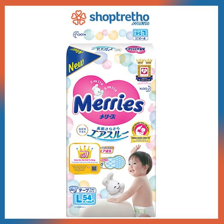 Tã dán Merries L54 (cho bé từ 9-14kg) - 1 bịch 54 miếng