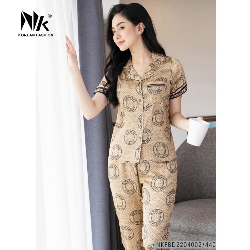 Bộ Đồ Pyjama Mặc Nhà NK Fashion Chất Vải Lụa Cao Cấp, Thiết Kế Họa Tiết Hiện Đại NKFBD2204002