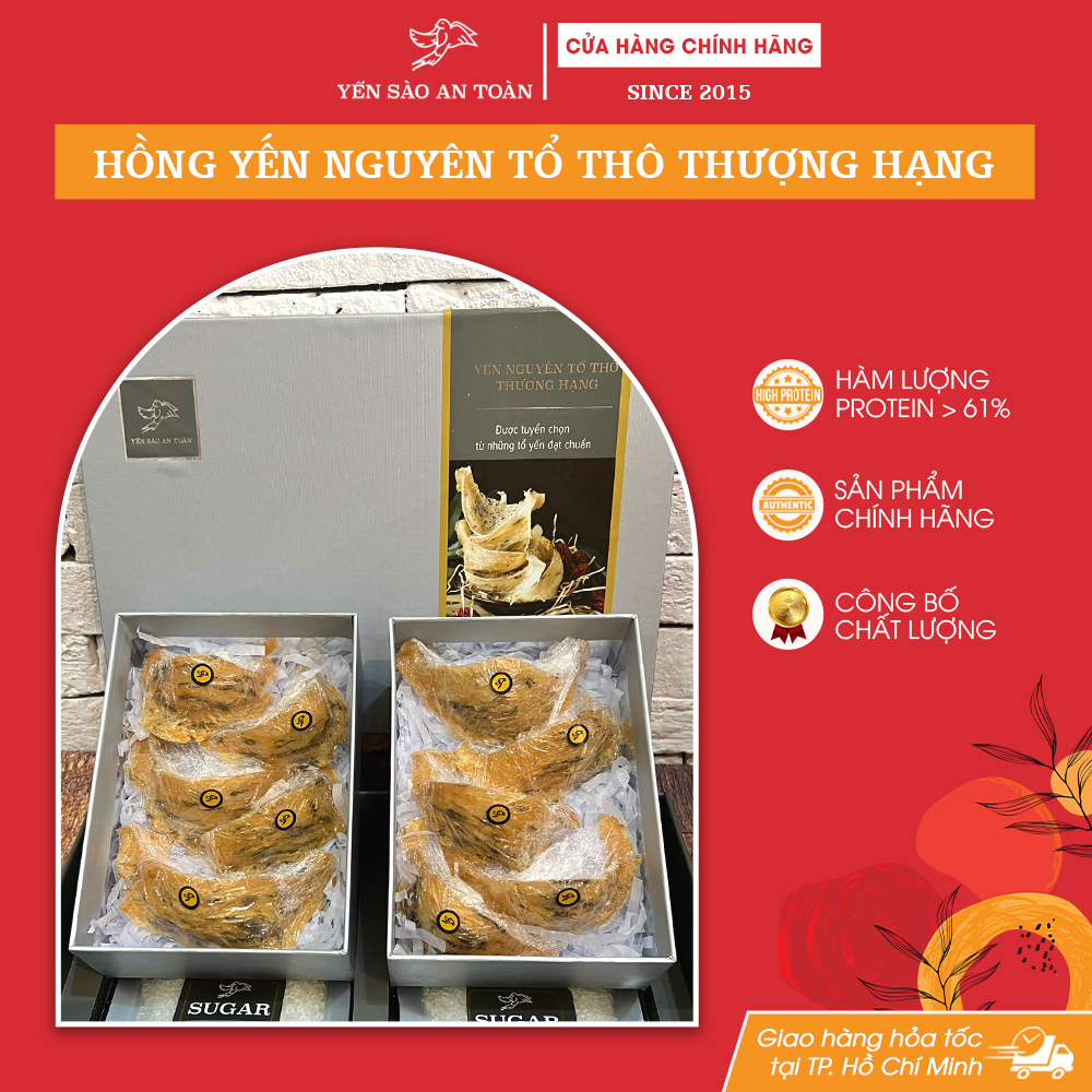 Hồng Yến thô còn lông thượng hạng nguyên chất từ tổ yến Khánh Hòa Yến Sào An Toàn