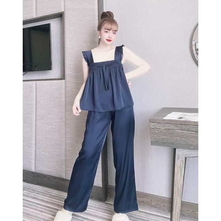 Đồ bộ nữ vải satin (nặng dưới 55kg, mông dưới 95cm mặc vừa) * Set đồ bộ nữ