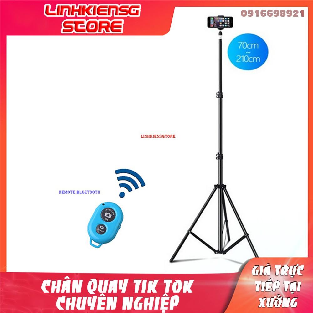 Chân điện thoại livestream cao 2m kẹp điện thoại và Remote bluetooth